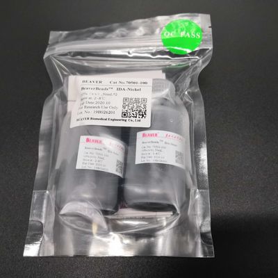 100 مل له بطاقة تنقية البروتين حبات مغناطيسية IDA-Nickel 30μm 10٪ النسبة المئوية للحجم