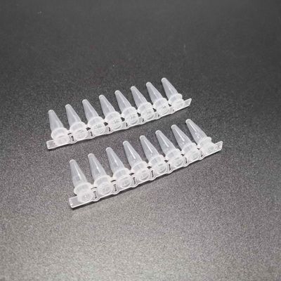 0.2 مل PCR 8-Strip Tubes مستهلكات المختبرات الطبية واضحة عالية الأنابيب لا غطاء
